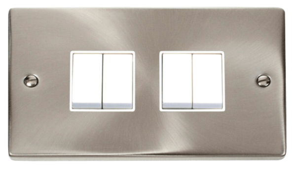 Click Deco Satin Chrome 4 Gang 2 Way 10Ax Switch