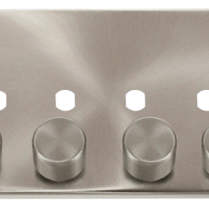 Click Deco Satin Chrome 4 Gang Dimmer Plate & Knobs