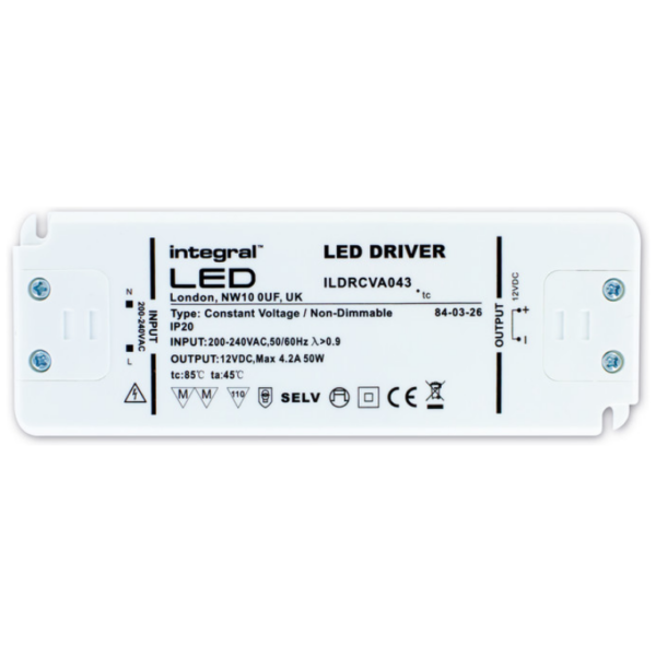Integral 50w 12v IP20 Non Dimmable LED Driver