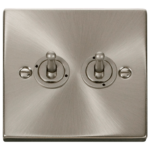 Click Deco Satin Chrome 2 Gang 2 Way 10Ax Toggle Switch