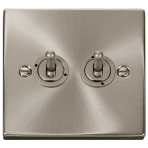 Click Deco Satin Chrome 2 Gang 2 Way 10Ax Toggle Switch