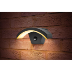 Curve Dark Grey IP54 8w PIR Wall Light 3000k