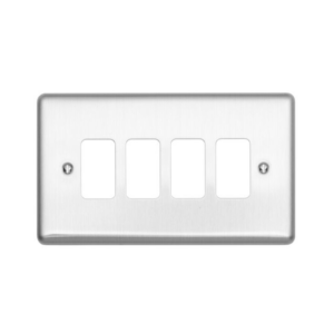 Brushed Chrome 4 Module Grid Plate