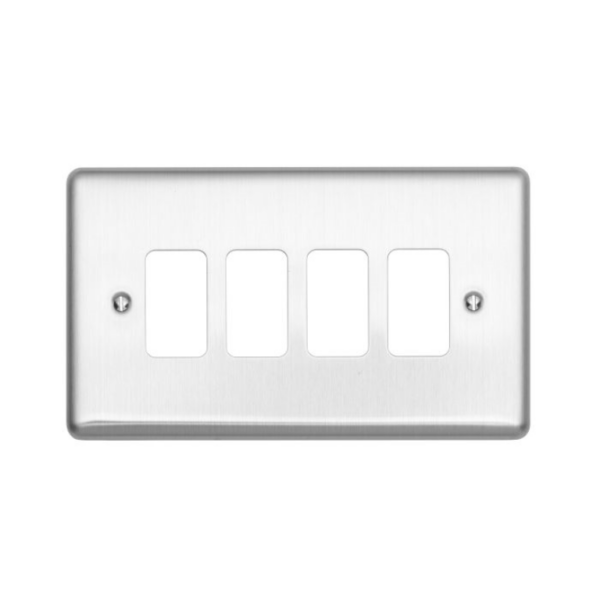 Brushed Chrome 4 Module Grid Plate