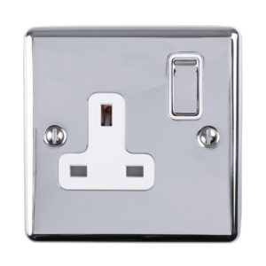 Eurolite Polished Chrome 1 Gang Switched Socket White Insert