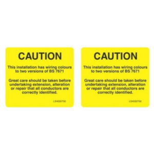 Caution Wiring Colours Bs7671 Small Labe