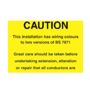 Caution – Wiring Colours – Bs7671 Label