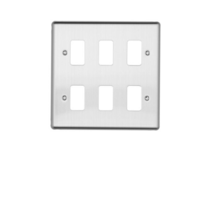 Brushed Chrome 6 Module Grid Plate