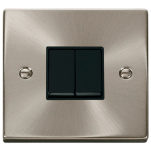 Click Deco Satin Chrome 2 Gang 2 Way 10Ax Switch