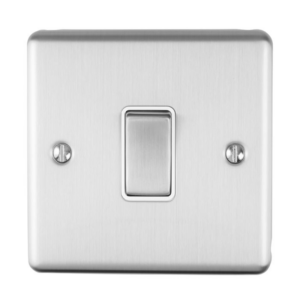 Eurolite Brushed Chrome 1 Gang Intermediate Switch White Insert