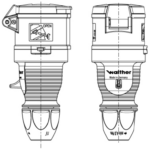 Walther 415V 16A 4 Pin IP44 Splashproof Inline Socket