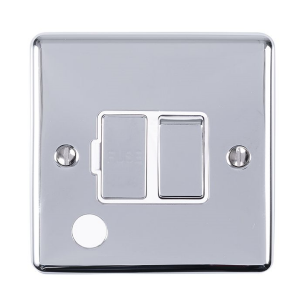 Eurolite Polished Chrome Switched Fused Spur Flex Outlet White Insert