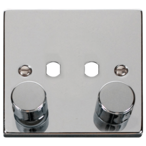 Click Deco Polished Chrome 2 Gang Dimmer Plate & Knobs