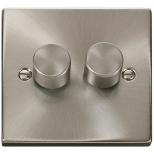 Click Deco Satin Chrome 2 Gang 2 Way 400w Dimmer