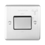 Eurolite Brushed Chrome 1 Gang TP Fan Isolator Switch Grey Insert