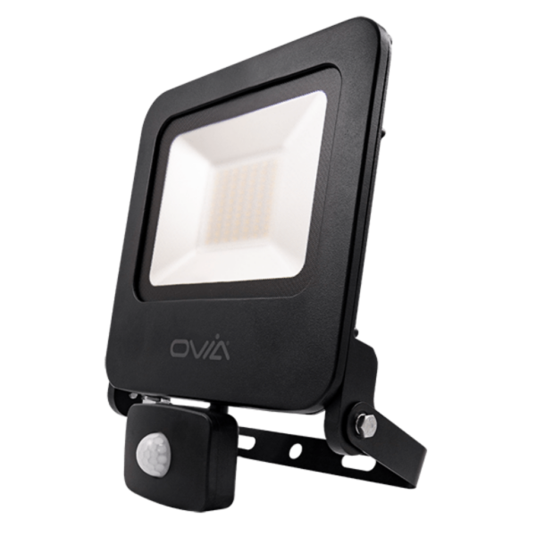 Black 50w PIR Floodlight 4000k