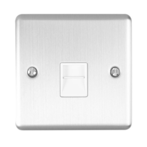 Eurolite Brushed Chrome 1 Gang BT Master Socket White Insert