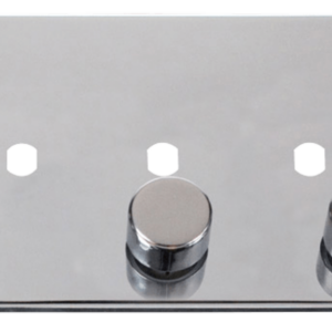 Click Deco Polished Chrome 3 Gang Dimmer Plate & Knobs