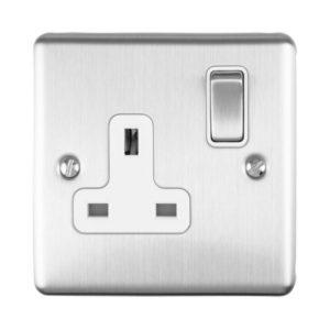 Eurolite Brushed Chrome 1 Gang Socket White Insert