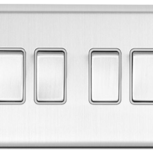 Eurolite Brushed Chrome 4 Gang 2 Way Switch Grey Insert