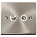 Click Deco Satin Chrome 2 Gang Coaxial & Satellite Socket