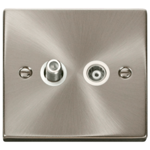 Click Deco Satin Chrome 2 Gang Coaxial & Satellite Socket