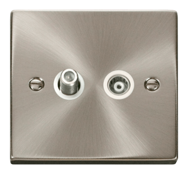 Click Deco Satin Chrome 2 Gang Coaxial & Satellite Socket