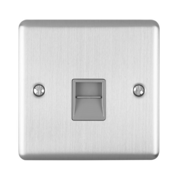 Eurolite Brushed Chrome 1 Gang BT Master Socket Grey Insert