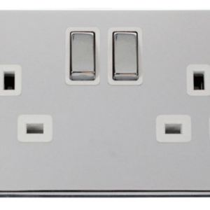Click Deco Polished Chrome 2 Gang 13A DP Switched Socket