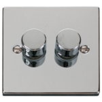 Click Deco Polished Chrome 2 Gang 2 Way 400w Dimmer