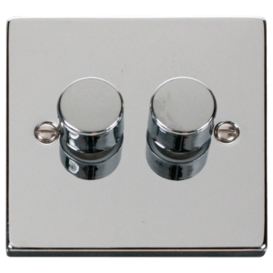 Click Deco Polished Chrome 2 Gang 2 Way 400w Dimmer