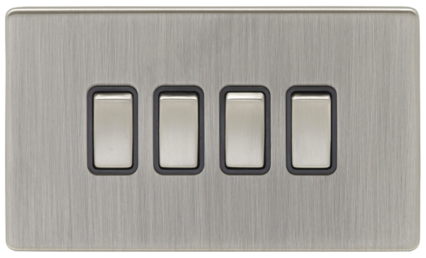 Eurolite Satin Nickel 4 Gang 2 Way Light Switch