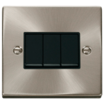 Click Deco Satin Chrome 3 Gang 2 Way 10Ax Switch