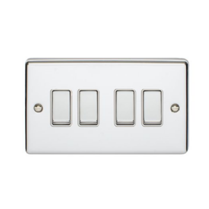 Eurolite Polished Chrome 4 Gang 2 Way Switch White Insert