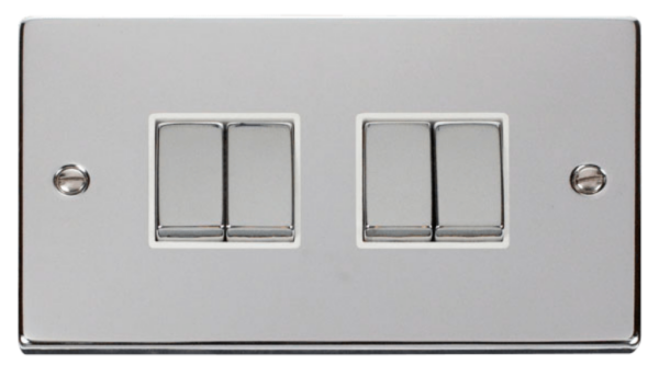 Click Deco Polished Chrome 4 Gang 2 Way Light Switch