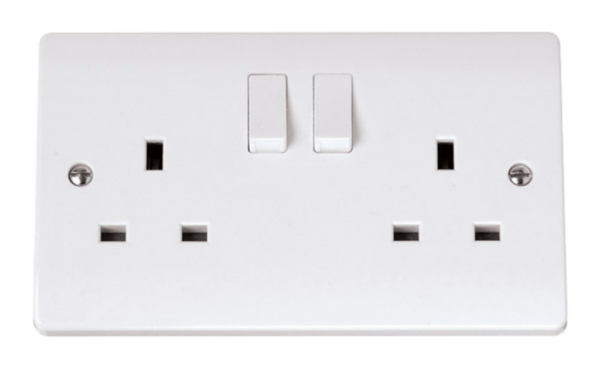 Click Curva 2 Gang Switched Socket
