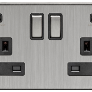 Eurolite Satin Nickel 2 Gang USB Switched Socket