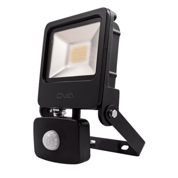 Black 20w PIR Floodlight 4000k