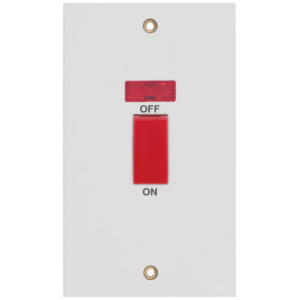 Selectric White 2 Gang 45A DP Vertical Switch Neon