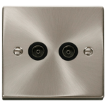 Click Deco Satin Chrome 2 Gang Non Isolated Coaxial Socket