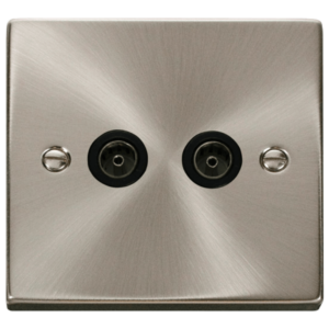 Click Deco Satin Chrome 2 Gang Non Isolated Coaxial Socket