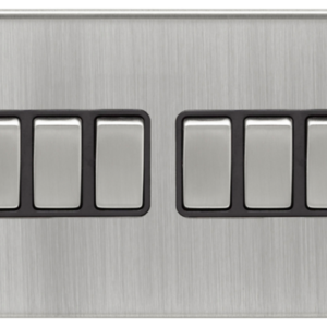 Eurolite Satin Nickel 6 Gang 2 Way Light Switch