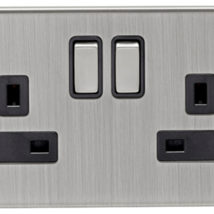 Eurolite Satin Nickel 2 Gang Switched Socket