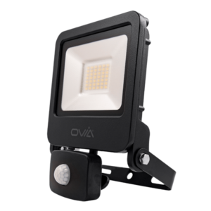 Black 30w PIR Floodlight 3000k