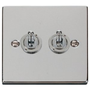 Click Deco Polished Chrome 2 Gang 2 Way 10Ax Toggle Switch