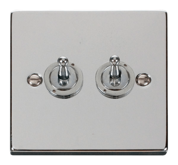 Click Deco Polished Chrome 2 Gang 2 Way 10Ax Toggle Switch