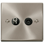Click Deco Satin Chrome 2 Gang Coaxial & Satellite Socket