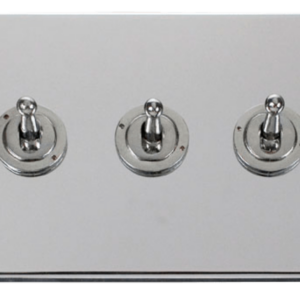 Click Deco Polished Chrome 3 Gang 2 Way 10Ax Toggle Switch