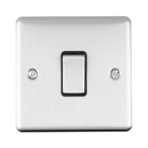 Eurolite Brushed Chrome 1 Gang Intermediate Switch Black Insert