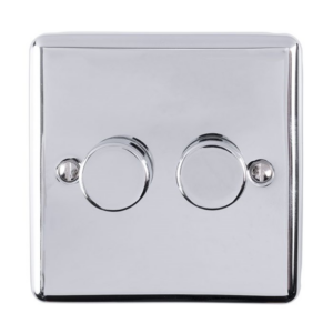 Eurolite Polished Chrome 2 Gang LED Dimmer